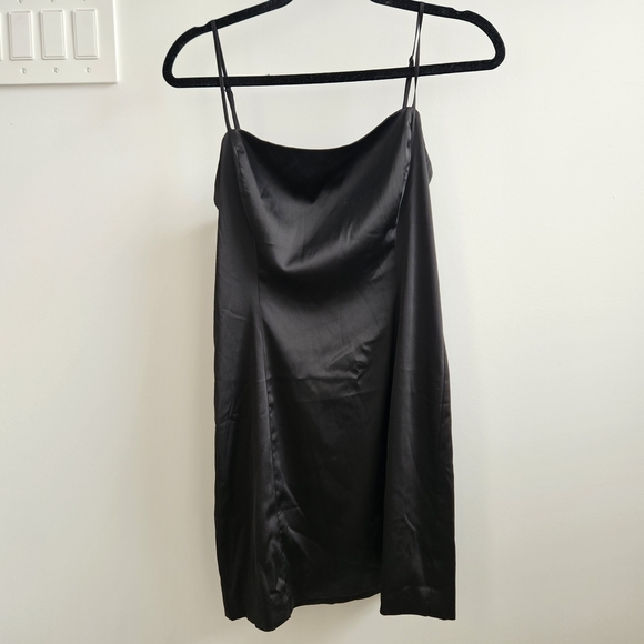Sunday Best Other - Sunday Best Black Satin Mini Slip Dress